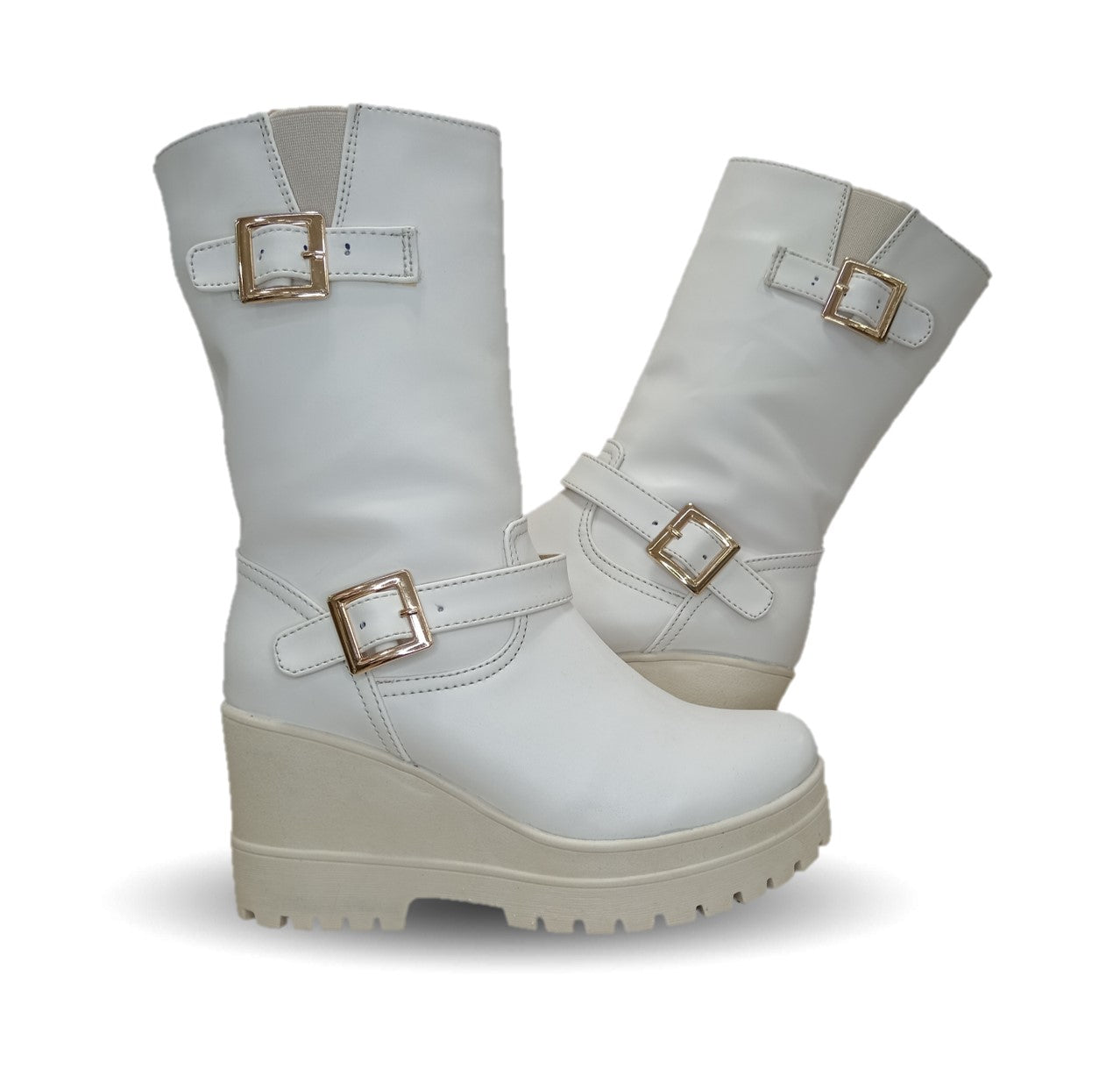 Bota Casual con cierre interno con cuña mediana Itzel 870 Latte para mujer