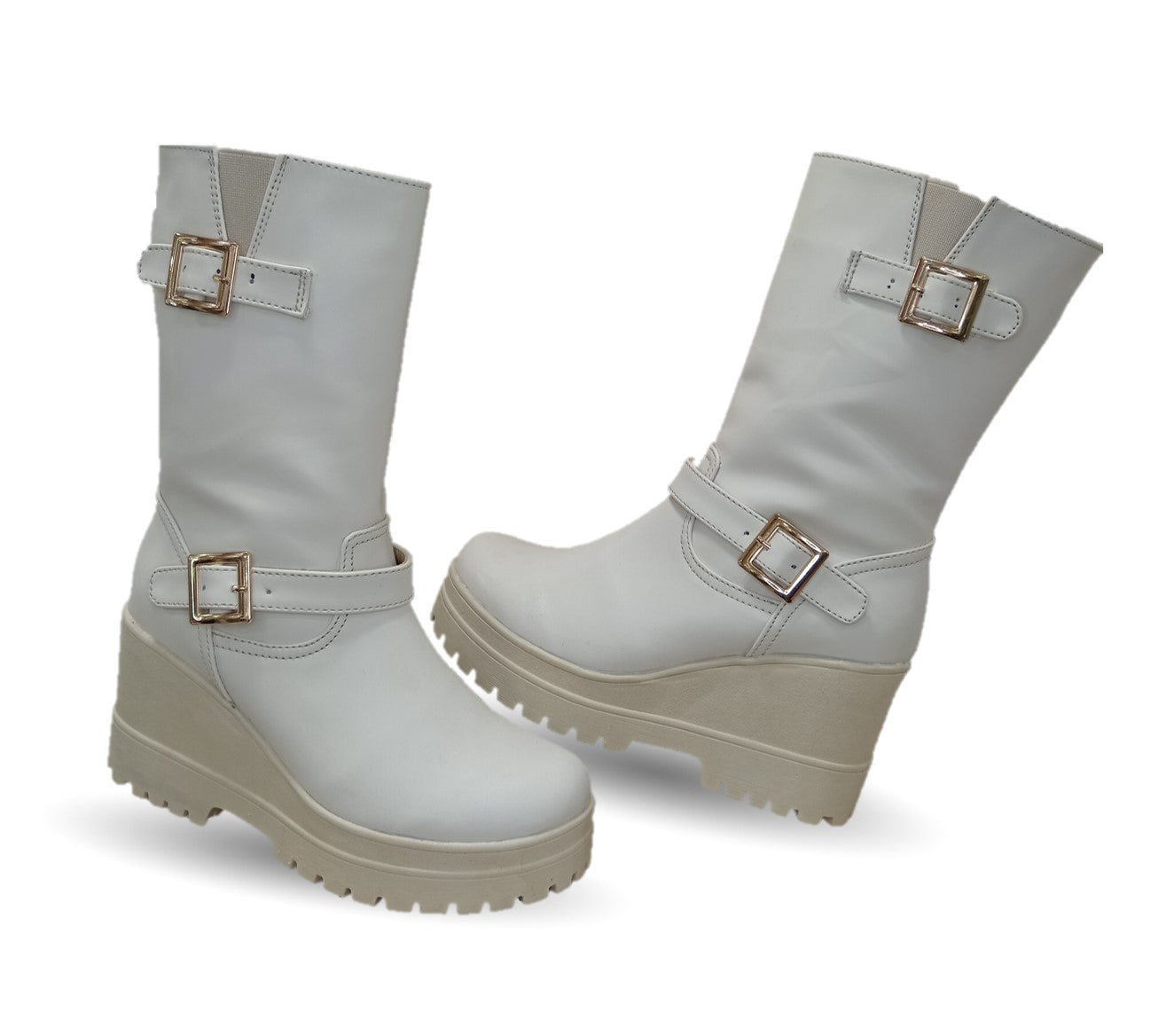 Bota Casual con cierre interno con cuña mediana Itzel 870 Latte para mujer