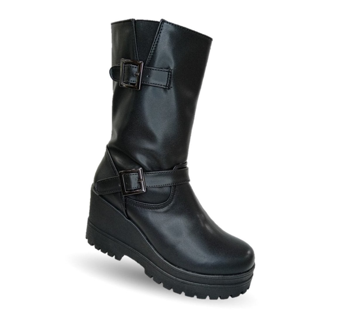 Bota Casual con cierre interno con cuña mediana Itzel 870 Negro para mujer