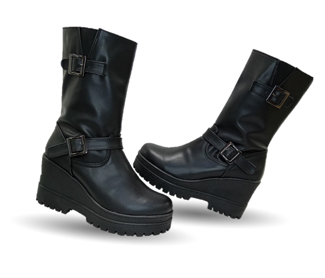 Bota Casual con cierre interno con cuña mediana Itzel 870 Negro para mujer