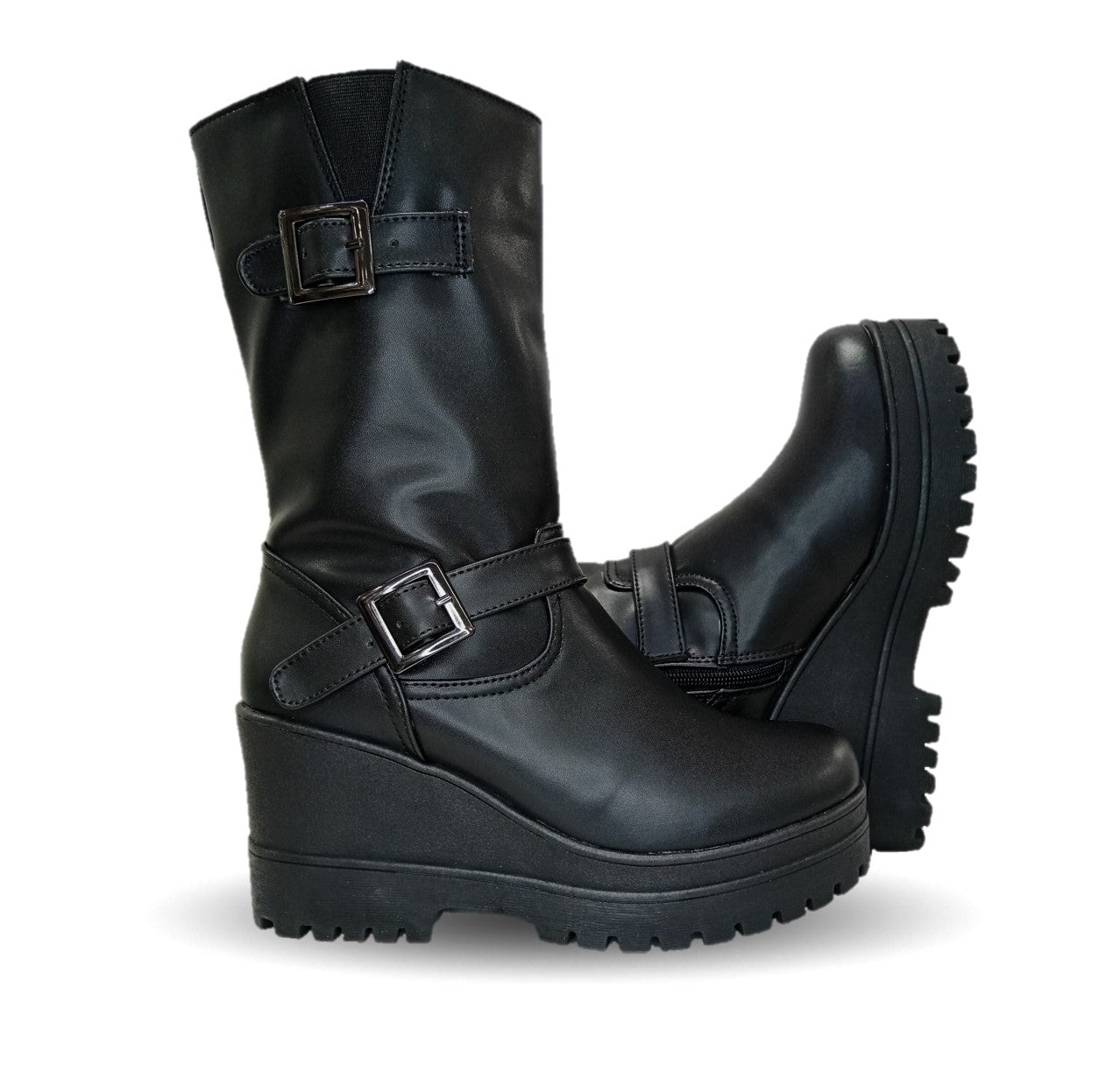 Bota Casual con cierre interno con cuña mediana Itzel 870 Negro para mujer