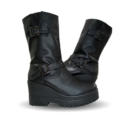 Bota Casual con cierre interno con cuña mediana Itzel 870 Negro para mujer