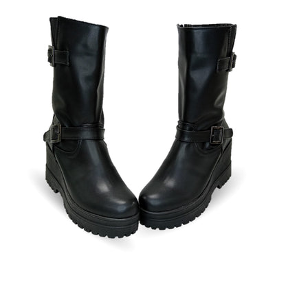 Bota Casual con cierre interno con cuña mediana Itzel 870 Negro para mujer