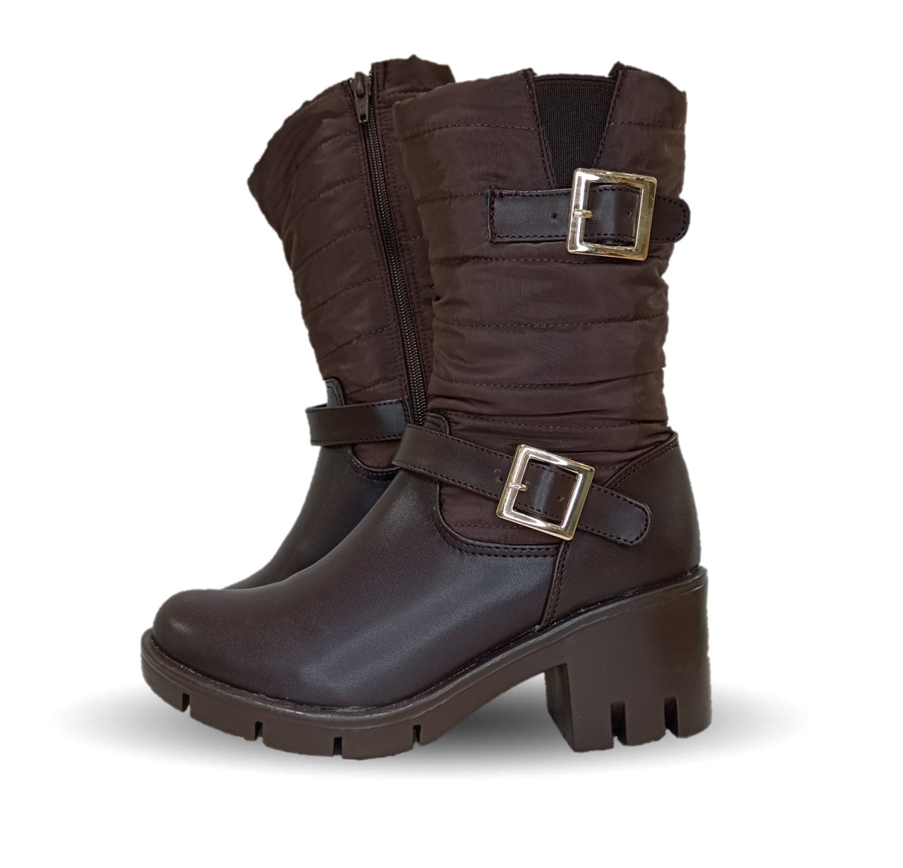 Bota Casual con cierre interno tacón mediano Itzel 871 Café para mujer