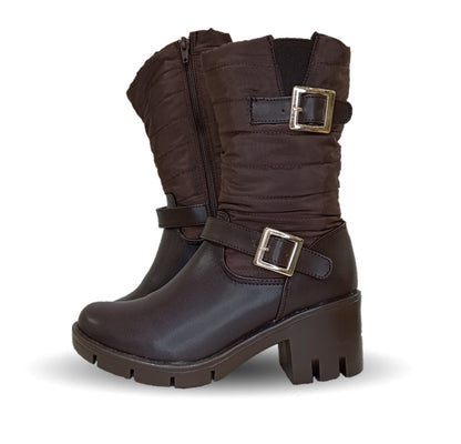 Bota Casual con cierre interno tacón mediano Itzel 871 Café para mujer