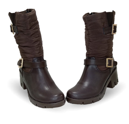 Bota Casual con cierre interno tacón mediano Itzel 871 Café para mujer