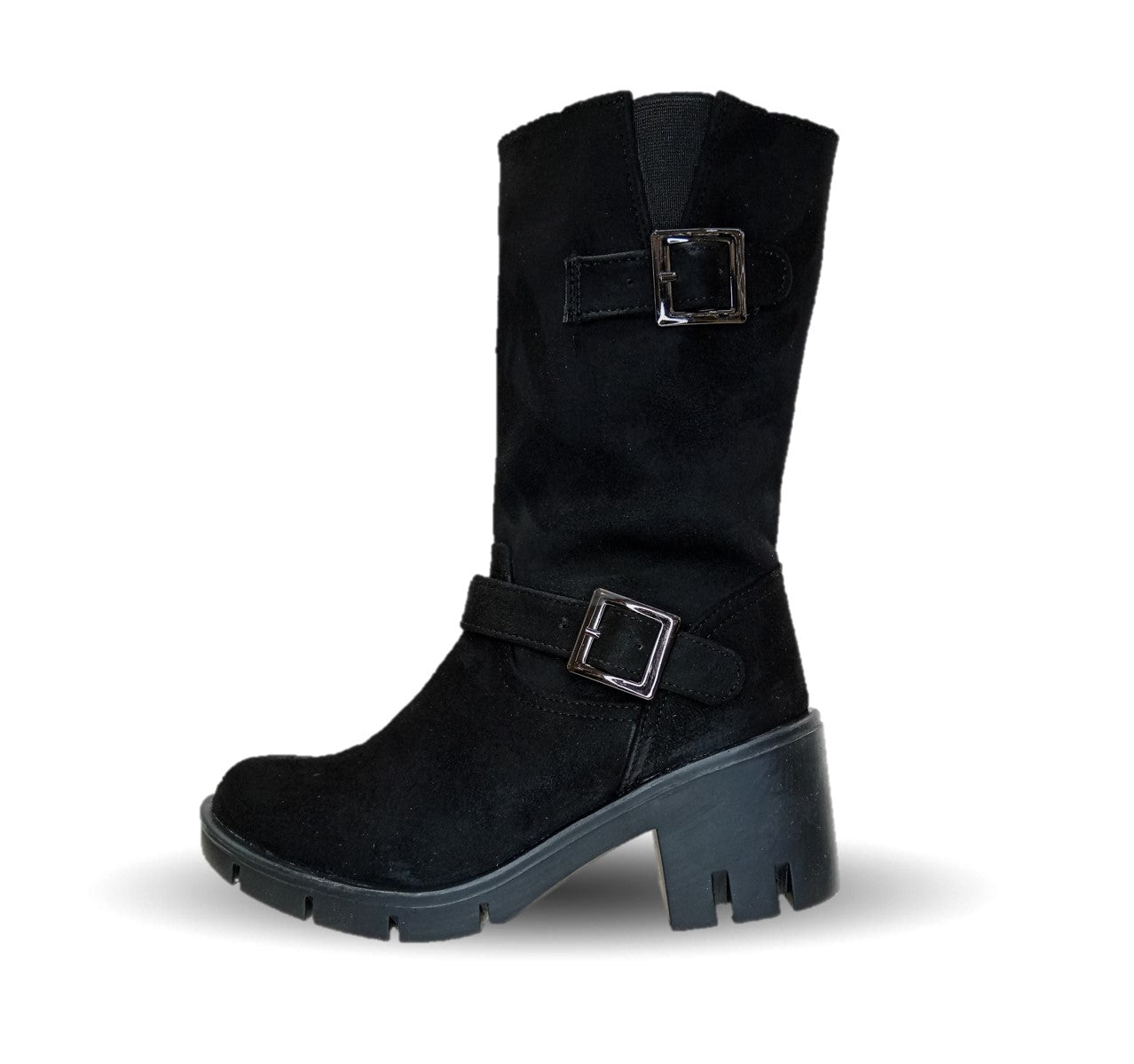 Bota Casual con cierre interno tacón mediano Itzel 872 Buck Negro para mujer