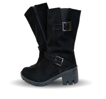 Bota Casual con cierre interno tacón mediano Itzel 872 Buck Negro para mujer