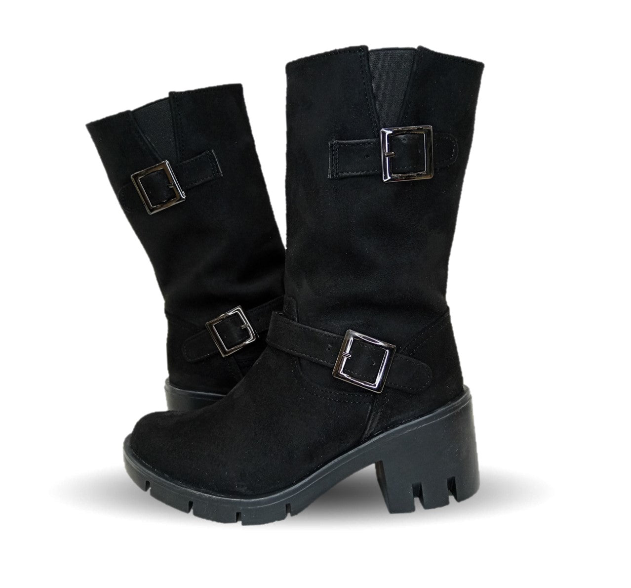 Bota Casual con cierre interno tacón mediano Itzel 872 Buck Negro para mujer