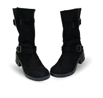 Bota Casual con cierre interno tacón mediano Itzel 872 Buck Negro para mujer