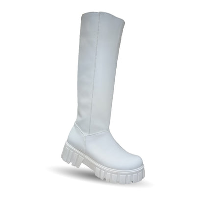 Bota Casual de tubo alto con cierre interno con tacón Itzel 885 Latte para mujer