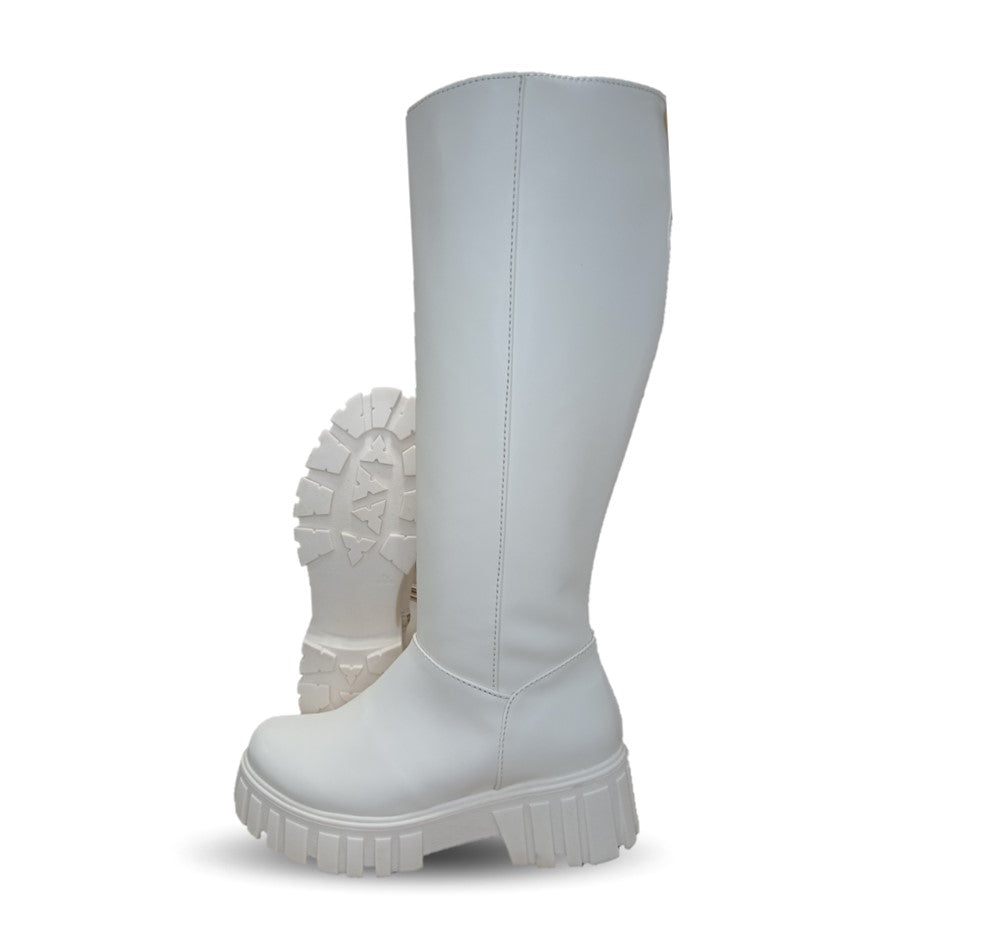 Bota Casual de tubo alto con cierre interno con tacón Itzel 885 Latte para mujer