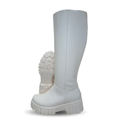 Bota Casual de tubo alto con cierre interno con tacón Itzel 885 Latte para mujer