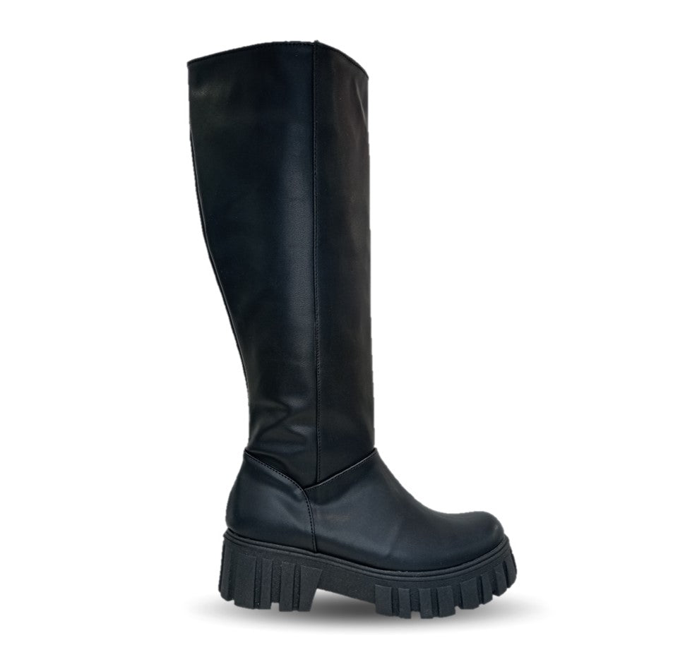 Bota Casual de tubo alto con cierre interno con tacón Itzel 885 Negro para mujer