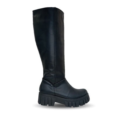 Bota Casual de tubo alto con cierre interno con tacón Itzel 885 Negro para mujer