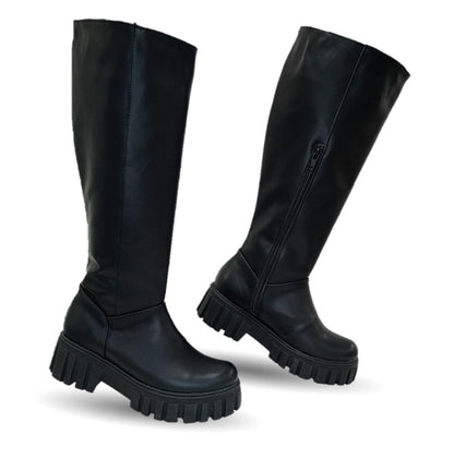 Bota Casual de tubo alto con cierre interno con tacón Itzel 885 Negro para mujer