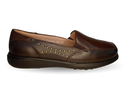 Zapato de Confort de piel de venado Jarking 14000 Café para mujer