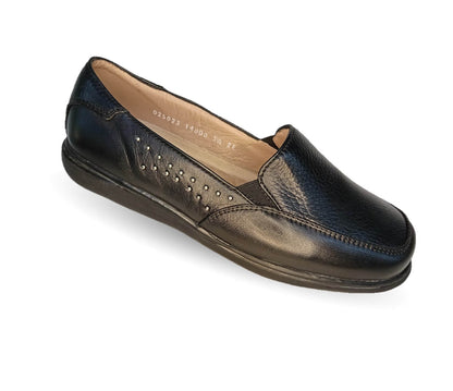 Zapato de Confort de piel de venado Jarking 14000 Negro para mujer