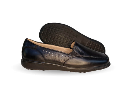 Zapato de Confort de piel de venado Jarking 14000 Negro para mujer