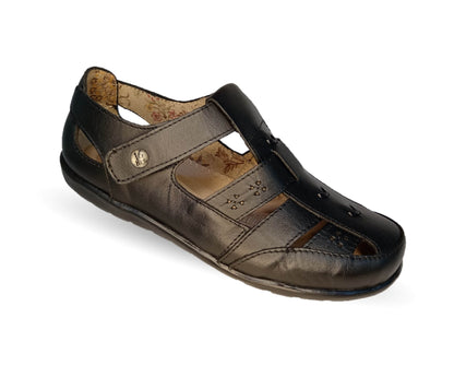 Sandalia de Confort de piel de ternera Jarking 215 Negro para mujer