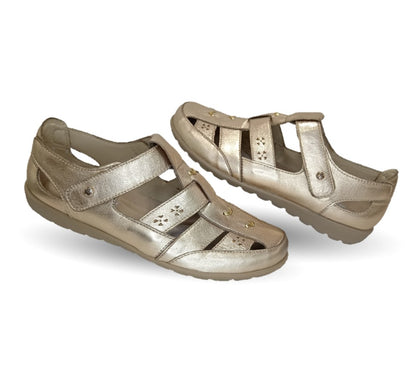 Sandalia de Confort de piel de ternera Jarking 215 Oro para mujer