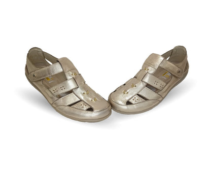 Sandalia de Confort de piel de ternera Jarking 215 Oro para mujer