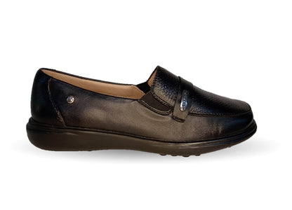 Zapato de Confort de piel de venado Jarking 576 Negro para mujer