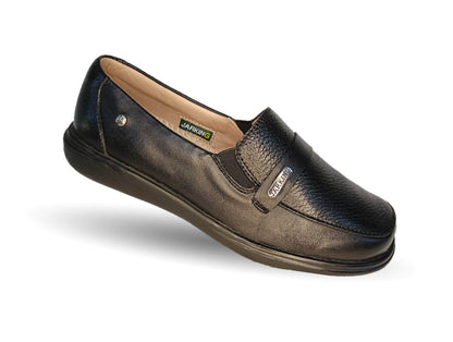 Zapato de Confort de piel de venado Jarking 576 Negro para mujer
