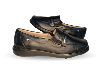 Zapato de Confort de piel de venado Jarking 576 Negro para mujer