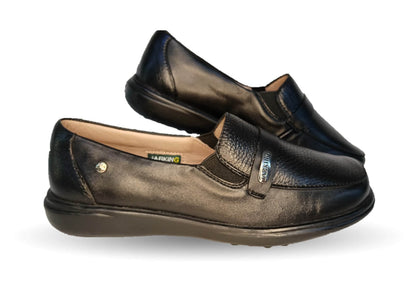Zapato de Confort de piel de venado Jarking 576 Negro para mujer