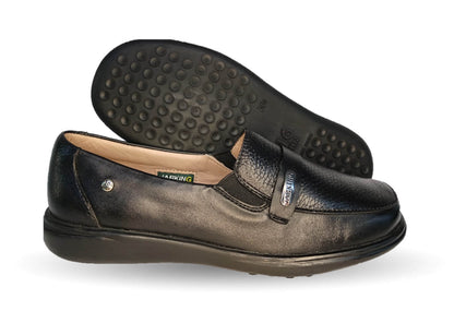 Zapato de Confort de piel de venado Jarking 576 Negro para mujer