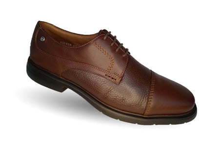 Zapato de Confort para pie diabético de piel de venado con suela extra ligera Jarking 83000 Café para hombre