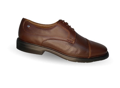 Zapato de Confort para pie diabético de piel de venado con suela extra ligera Jarking 83000 Café para hombre