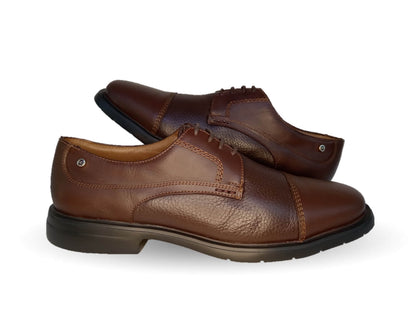 Zapato de Confort para pie diabético de piel de venado con suela extra ligera Jarking 83000 Café para hombre