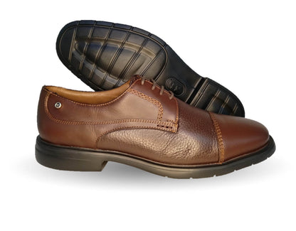 Zapato de Confort para pie diabético de piel de venado con suela extra ligera Jarking 83000 Café para hombre