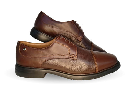 Zapato de Confort para pie diabético de piel de venado con suela extra ligera Jarking 83000 Café para hombre