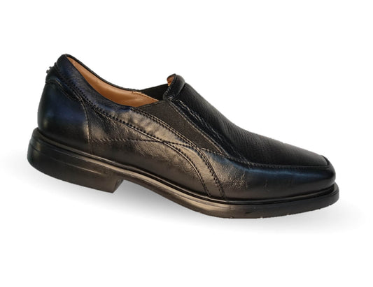 Zapato de Confort de piel para pie diabético de venado con suela extra ligera Jarking 83001 Negro para hombre