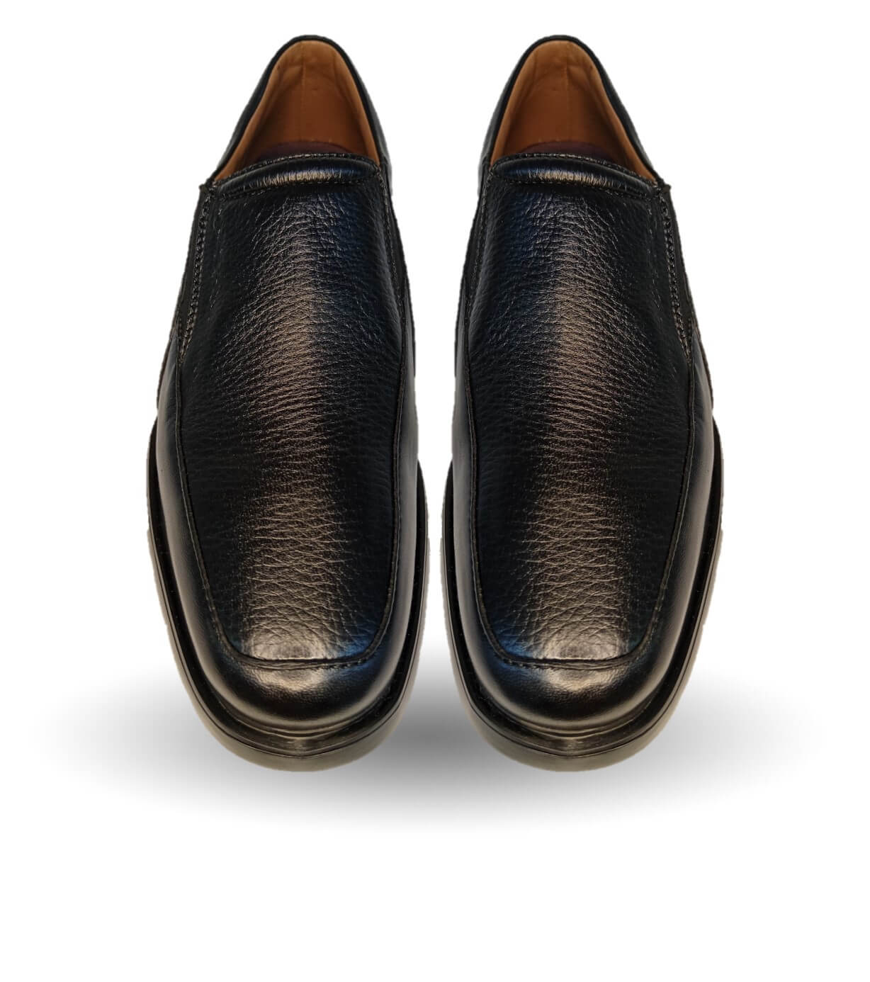 Zapato de Confort de piel para pie diabético de venado con suela extra ligera Jarking 83001 Negro para hombre