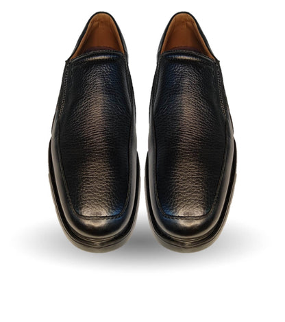 Zapato de Confort de piel para pie diabético de venado con suela extra ligera Jarking 83001 Negro para hombre