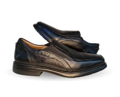 Zapato de Confort de piel para pie diabético de venado con suela extra ligera Jarking 83001 Negro para hombre