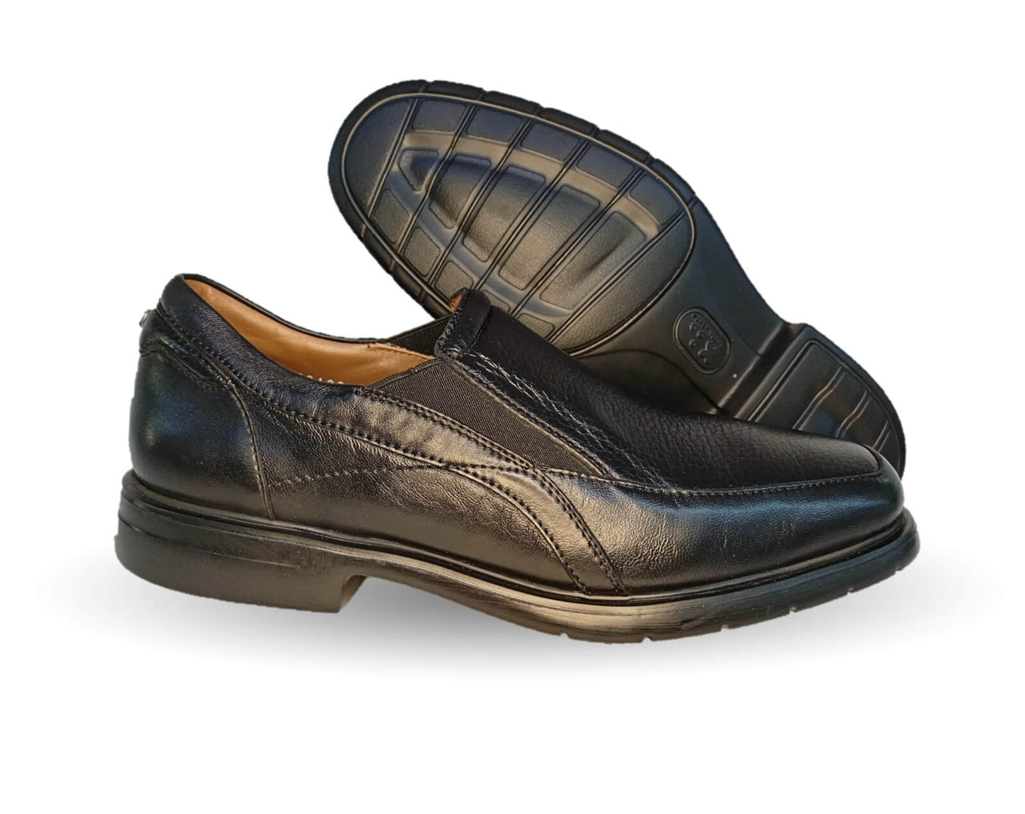 Zapato de Confort de piel para pie diabético de venado con suela extra ligera Jarking 83001 Negro para hombre