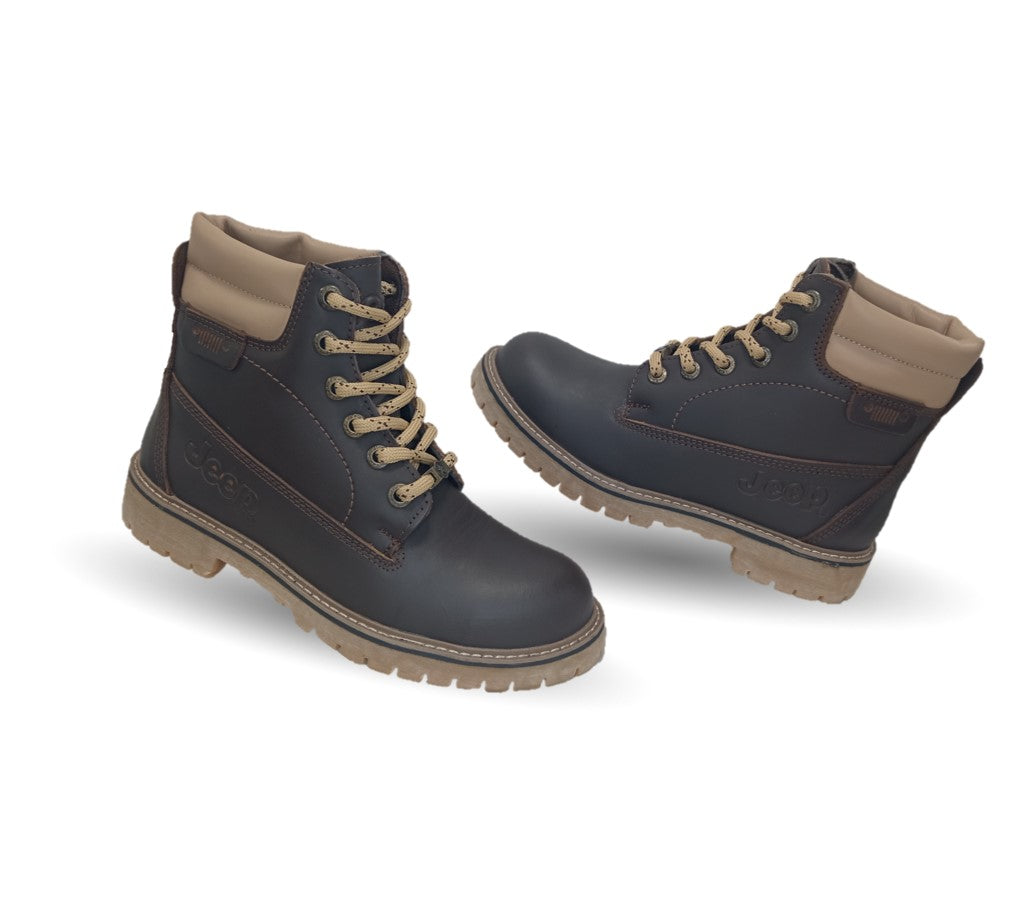 Botas Industriales y Casuales de piel con casco de acero Jeep 10750 Crazy Café para mujer