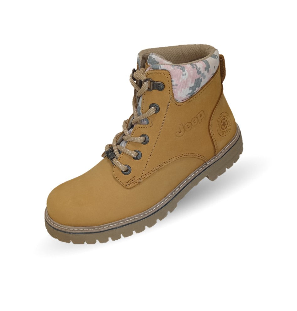Botas Industriales y Casuales de piel con casco de acero Jeep 10754 Nobuck Miel para mujer
