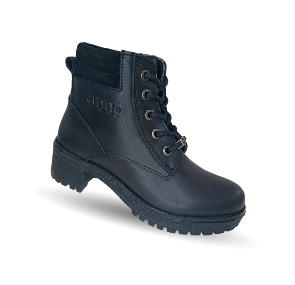 Bota Casual de piel con tacón Jeep 19052 Negro para mujer