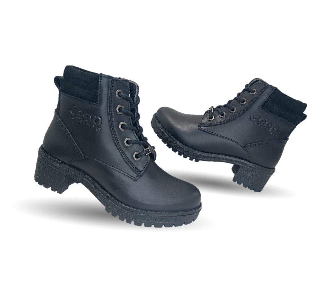 Bota Casual de piel con tacón Jeep 19052 Negro para mujer