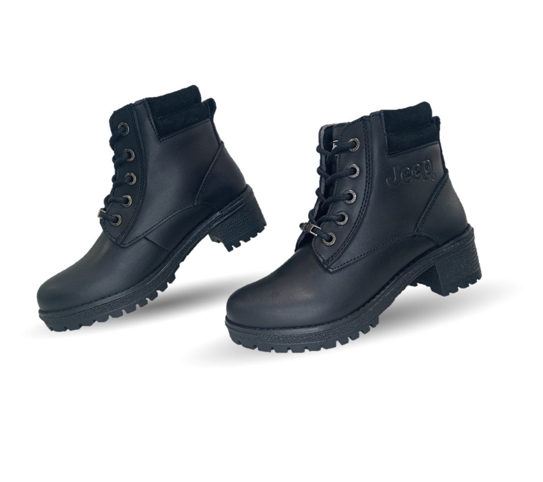 Bota Casual de piel con tacón Jeep 19052 Negro para mujer