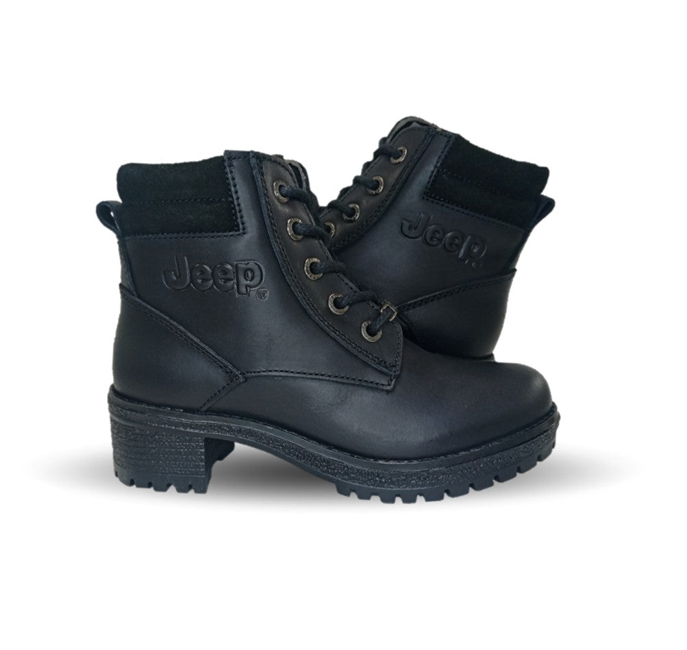 Bota Casual de piel con tacón Jeep 19052 Negro para mujer
