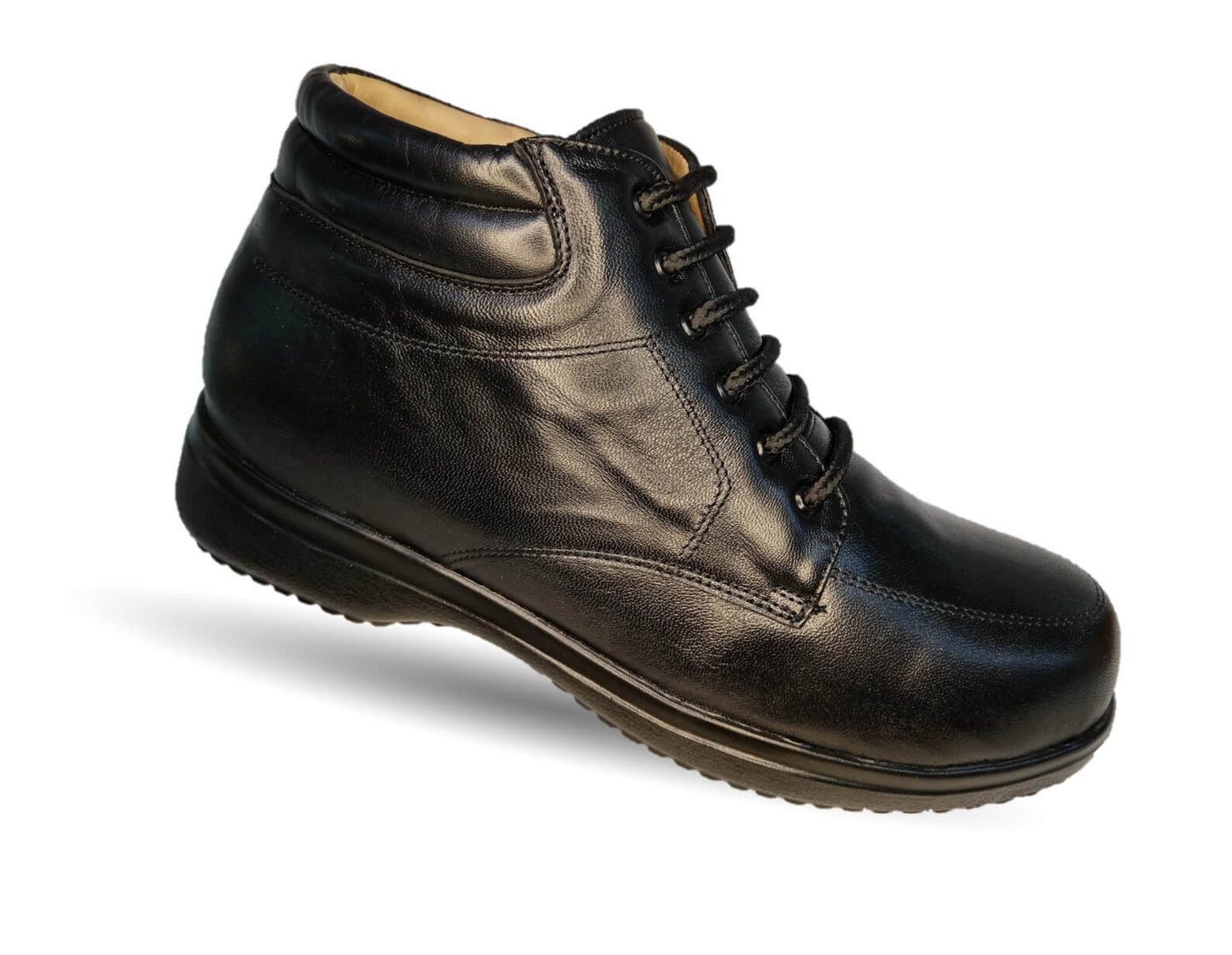 Zapato tipo Bota de Confort para pie diabético de piel de cabra Jet 419 Negro para hombre