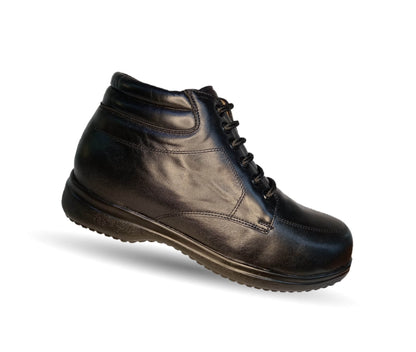 Zapato tipo Bota de Confort para pie diabético de piel de cabra Jet 419 Negro para hombre