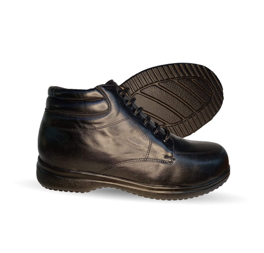 Zapato tipo Bota de Confort para pie diabético de piel de cabra Jet 419 Negro para hombre